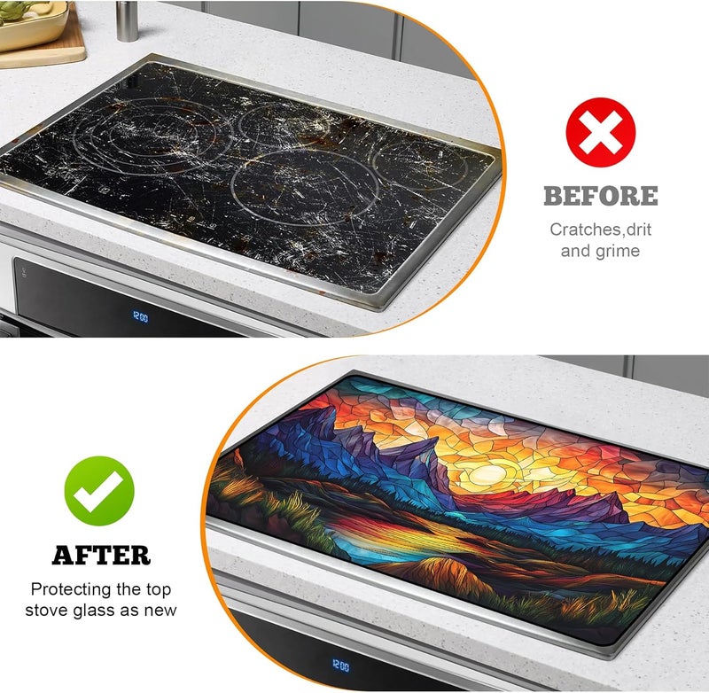AOHMPT Multi-Design Stove Top Cover for Glass/Electric Stoves - 3-in-1 Heat-Resistant Protector Mat, Non-Slip Drying Rack 28"x20" - Image 5